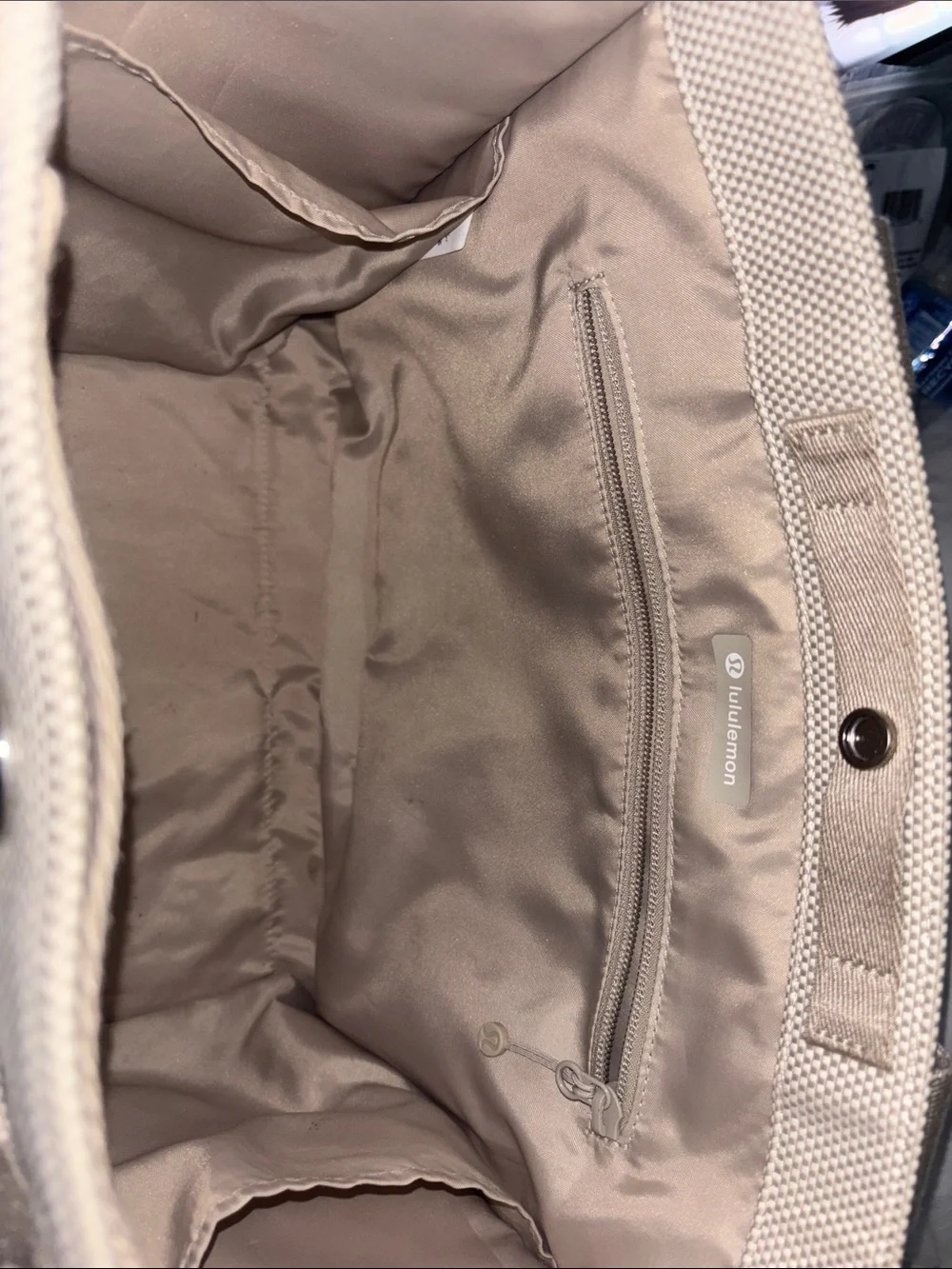 lululemon athletica Taupe Canvas Tote with Logo